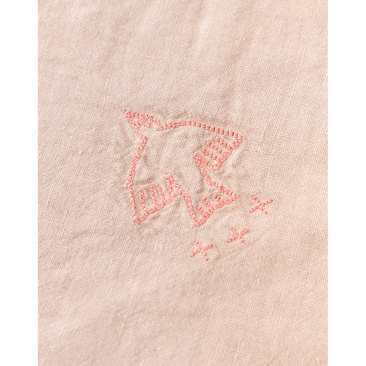 Manta Invierno L1NO lino frances bordada - Mauve Pink