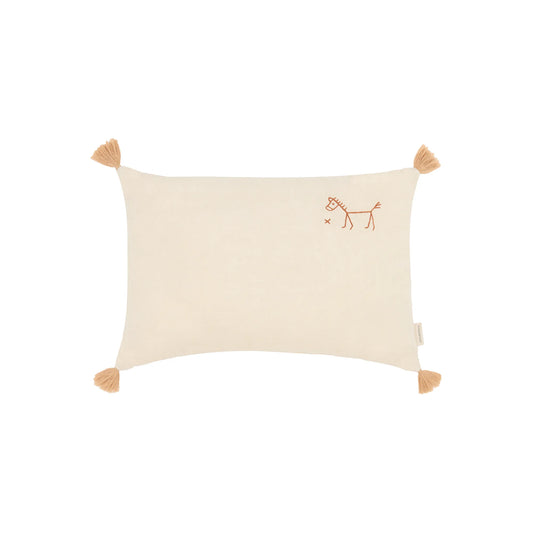 Cojín rectangular tassel bordado de lino francés lavado L1NO - Ginger