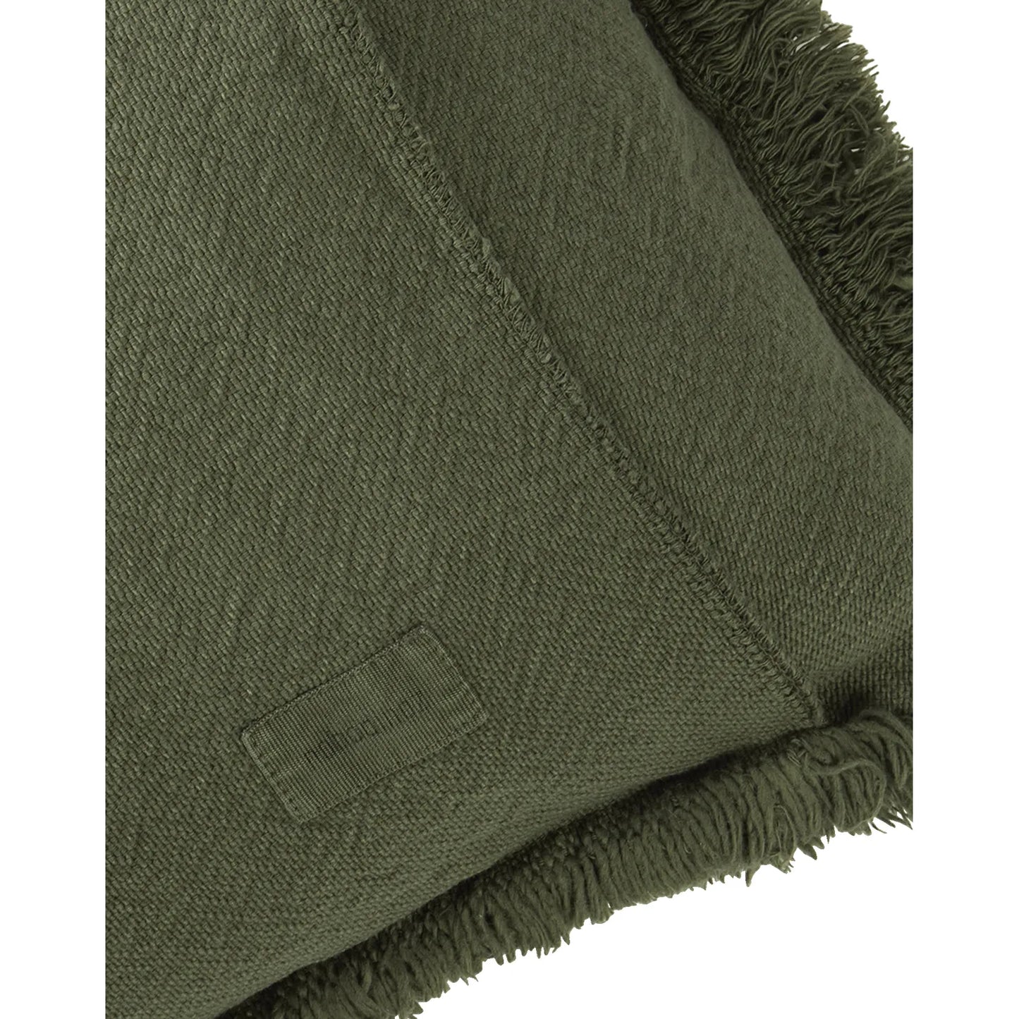 Cojín con flecos landscape de algodón lavado - Vetiver