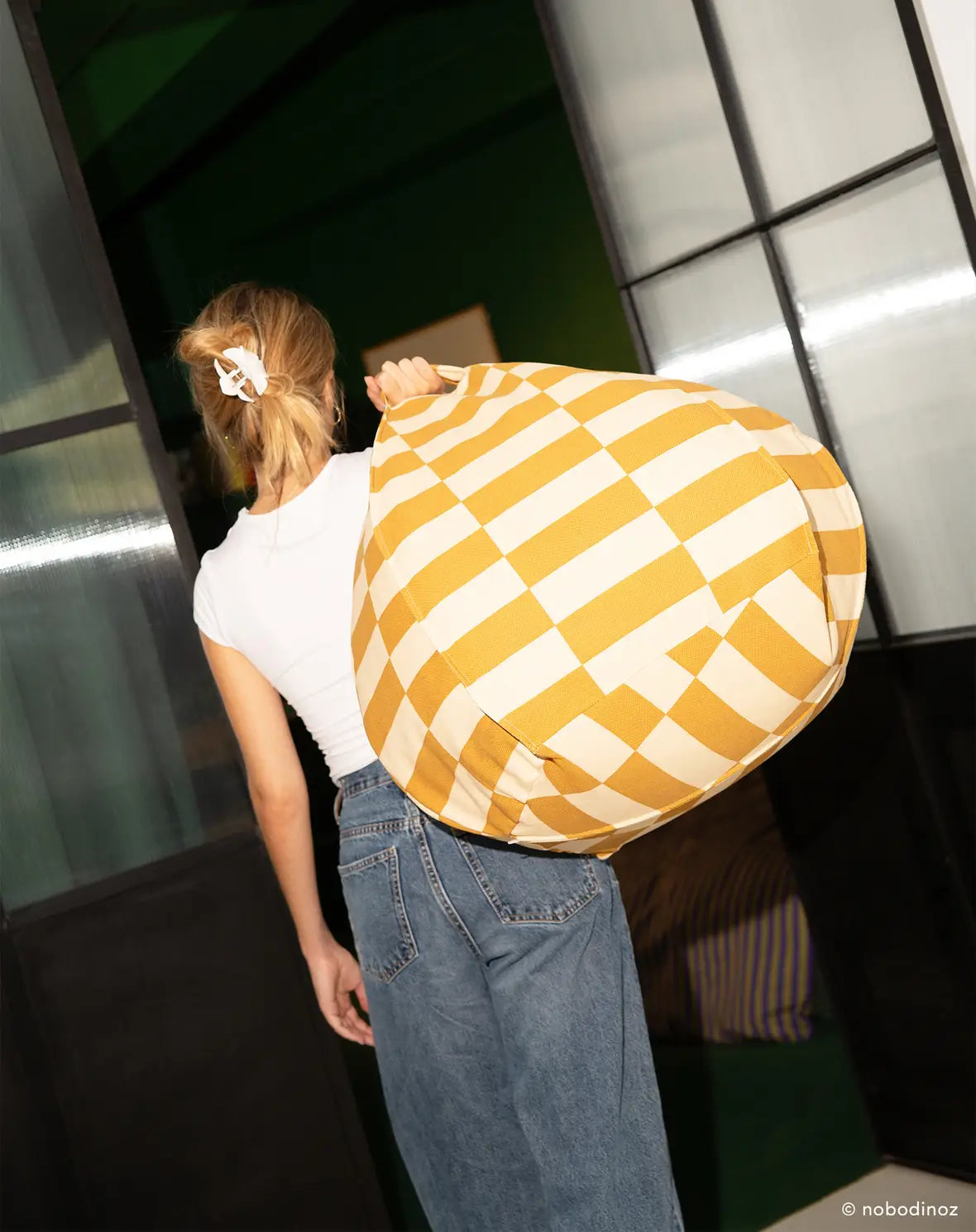 Pouf redondo vibes - Mustard and sand tiles