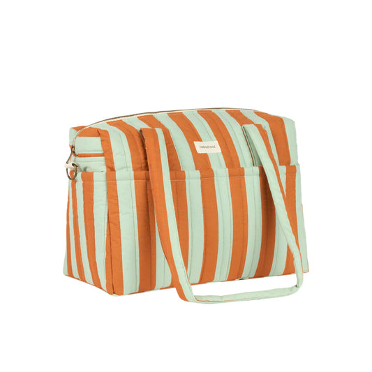 Bolso cambiador apto para coche Stories limited edition - Green orange stripes
