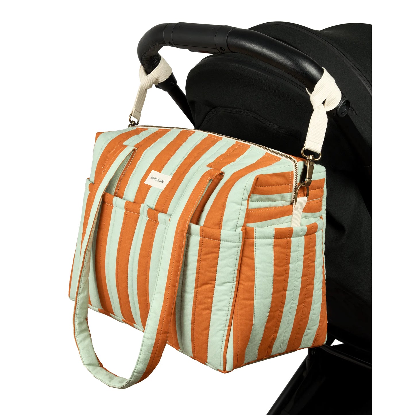 Bolso cambiador apto para coche Stories limited edition - Green orange stripes