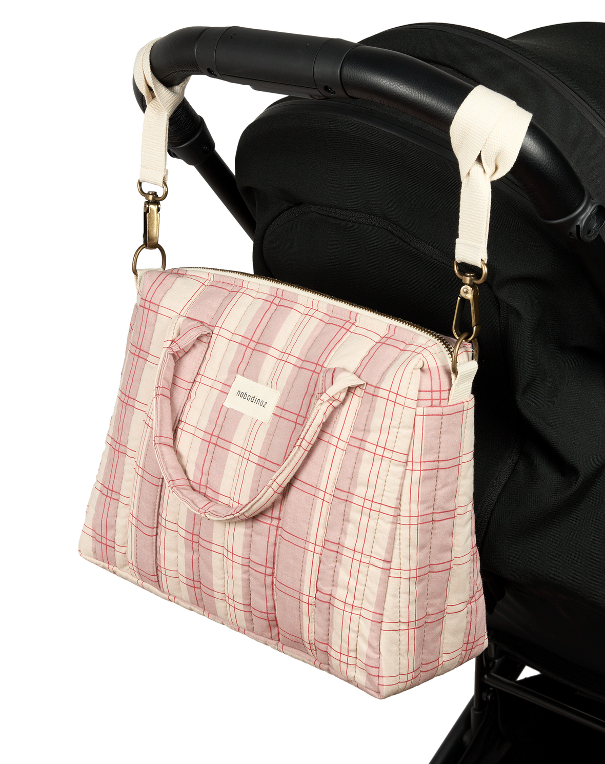 Bolso Organizador de cochecito y mini bolso stories limited edition - Powder red checks