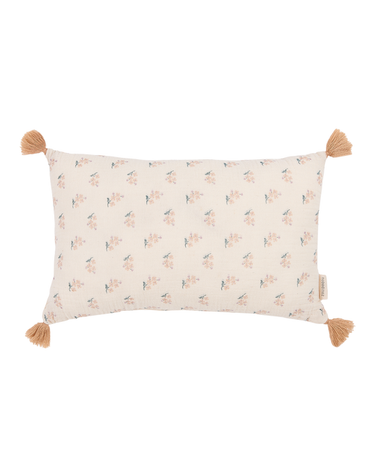 Cojín rectangular con pompones de doble gasa de algodón lavado Wabi Sabi - Darling