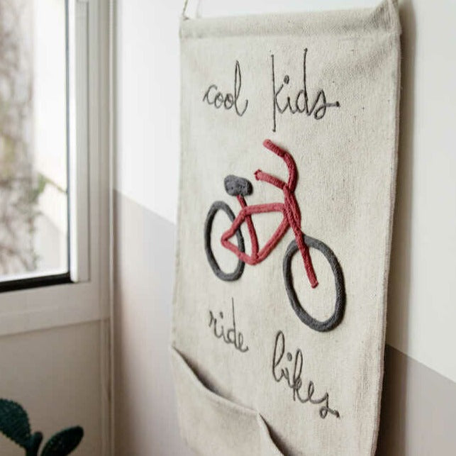 Bolsillo de pared colgante - Cool kids ride bikes