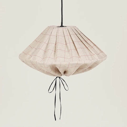Lámpara colgante lino francés Yumi 50 cm - Carmine grid