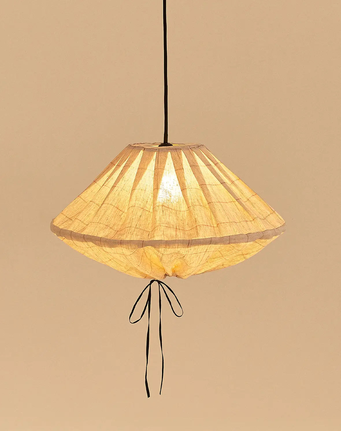Lámpara colgante lino francés Yumi 50 cm - Carmine grid