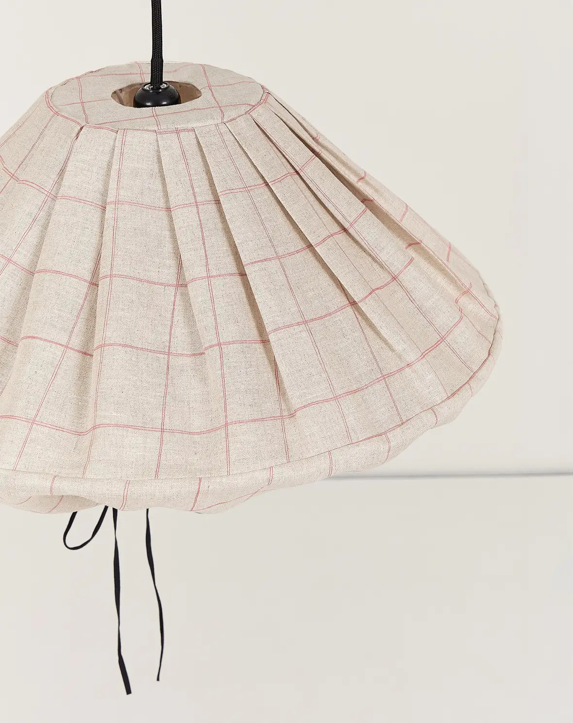 Lámpara colgante lino francés Yumi 50 cm - Carmine grid