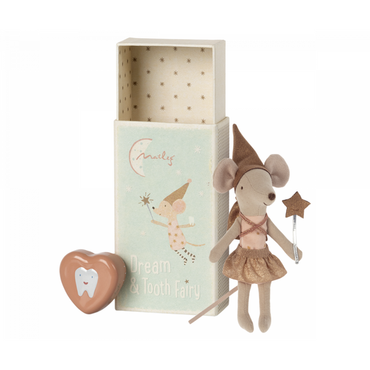 Ratoncito - Tooth Fairy Mouse in a matchbox pink