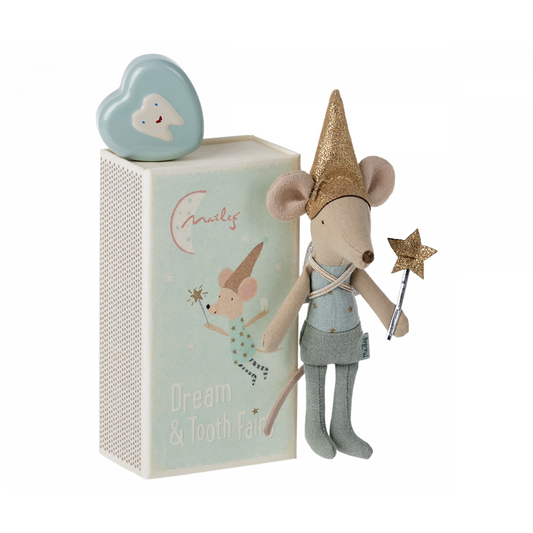 Ratoncito - Tooth Fairy Mouse in a matchbox blue