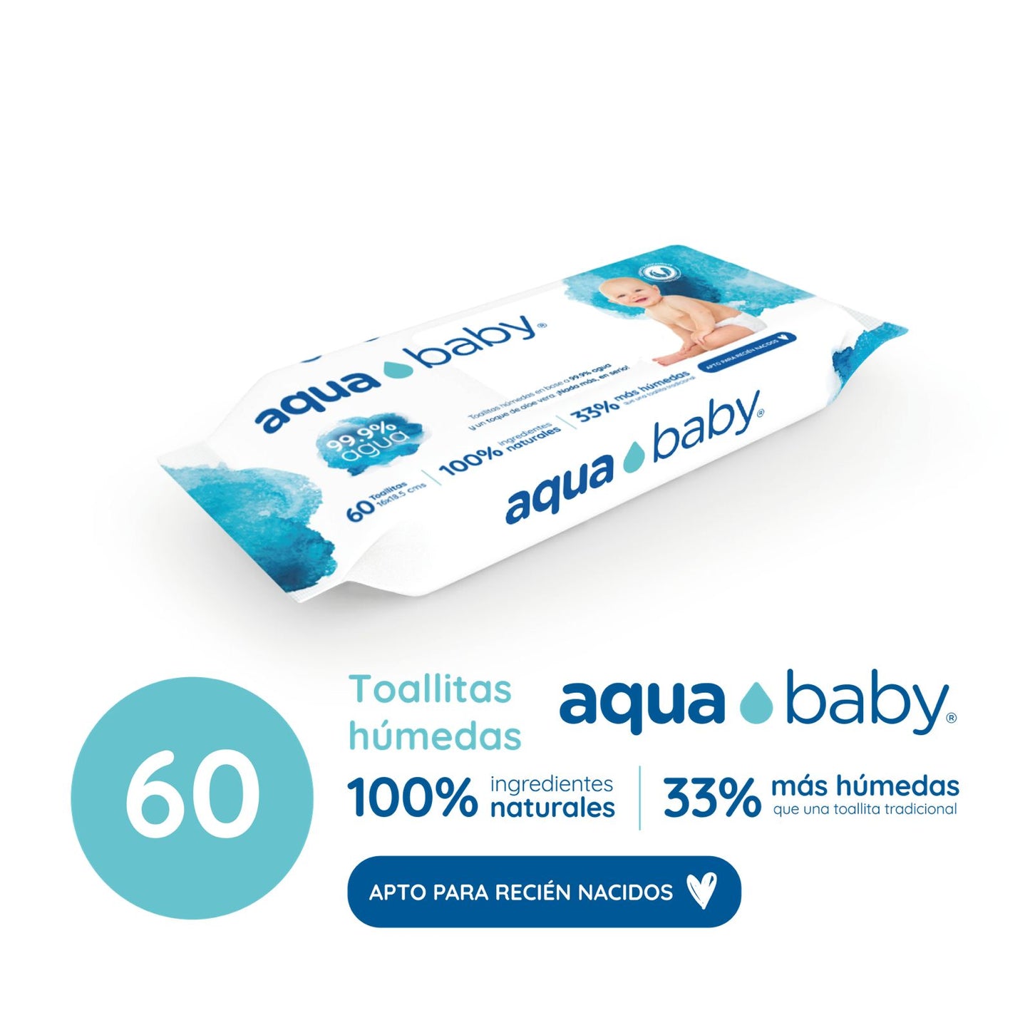 Toallitas Húmedas Aqua Baby - 60 unidades