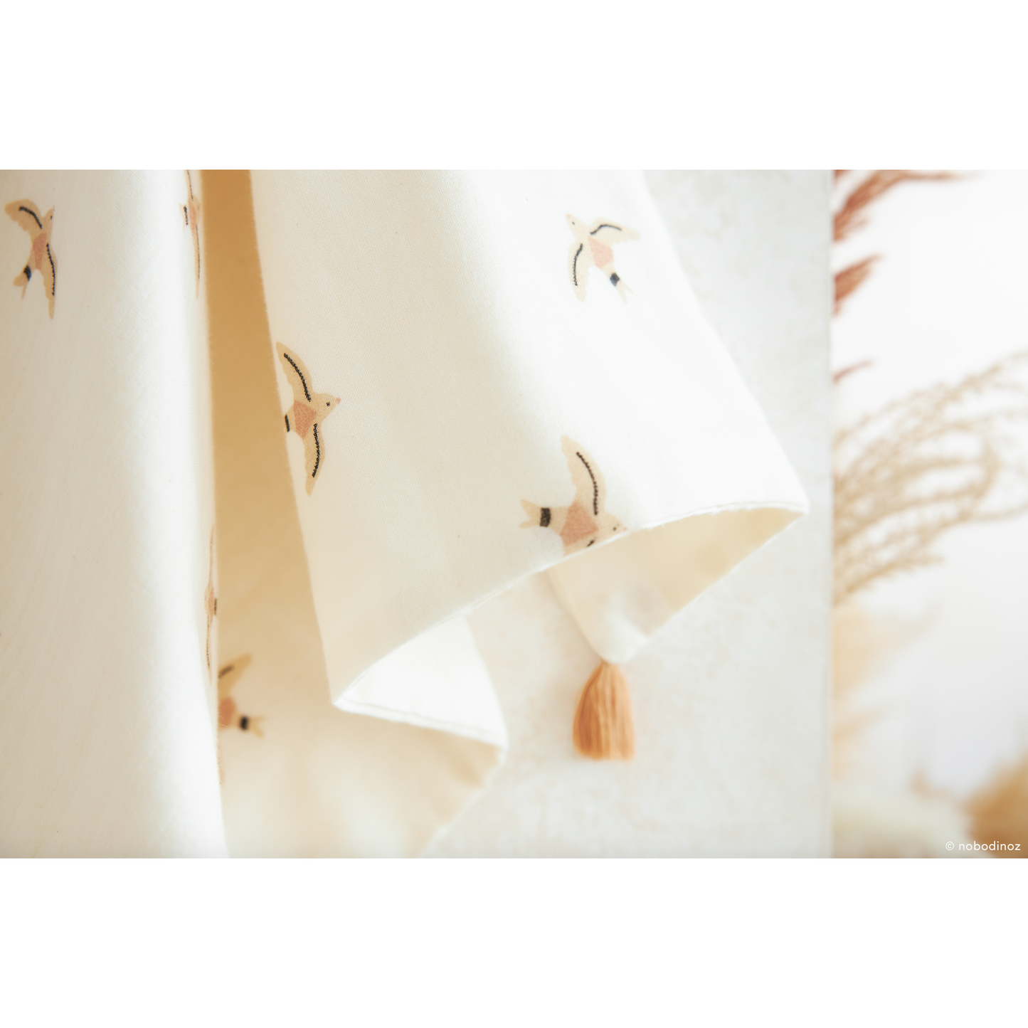Manta de muselina doble Treasure - Nude haiku birds natural