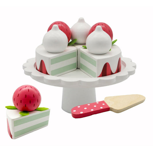Torta de crema y frutillas con pedestal