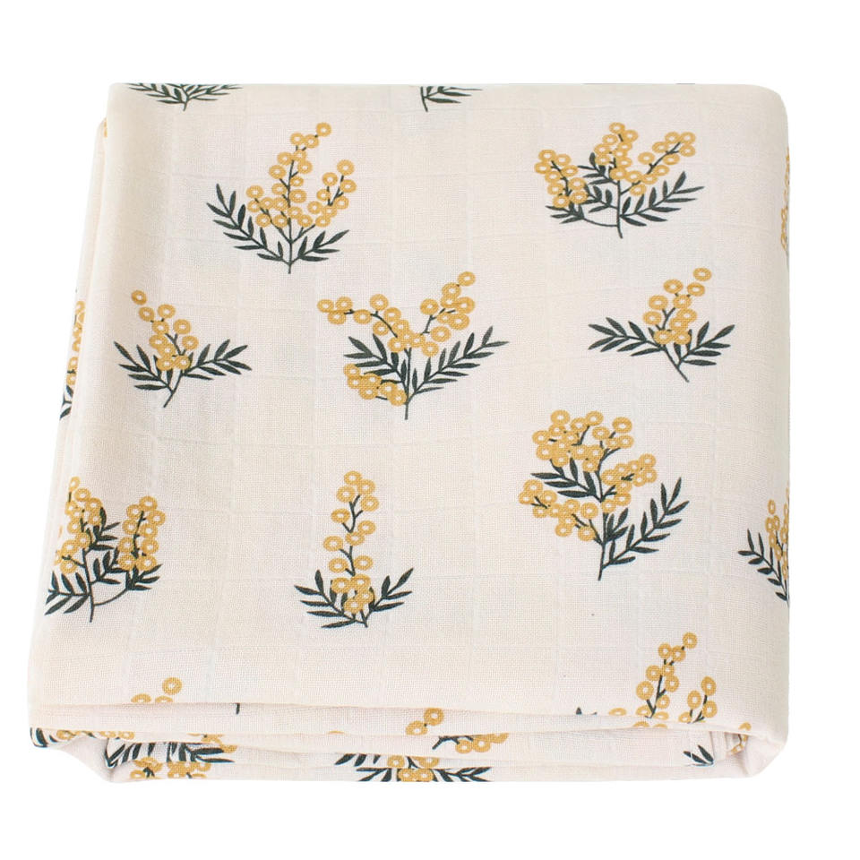 Swaddle / Manta Muselina 100% algodón orgánico - Yellow Flowers