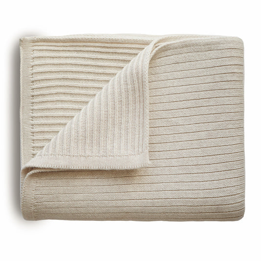 Manta Tejida - Ribbed Beige Melange