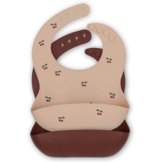 Set 2 Baberos Silicona - Cherry/Mocca