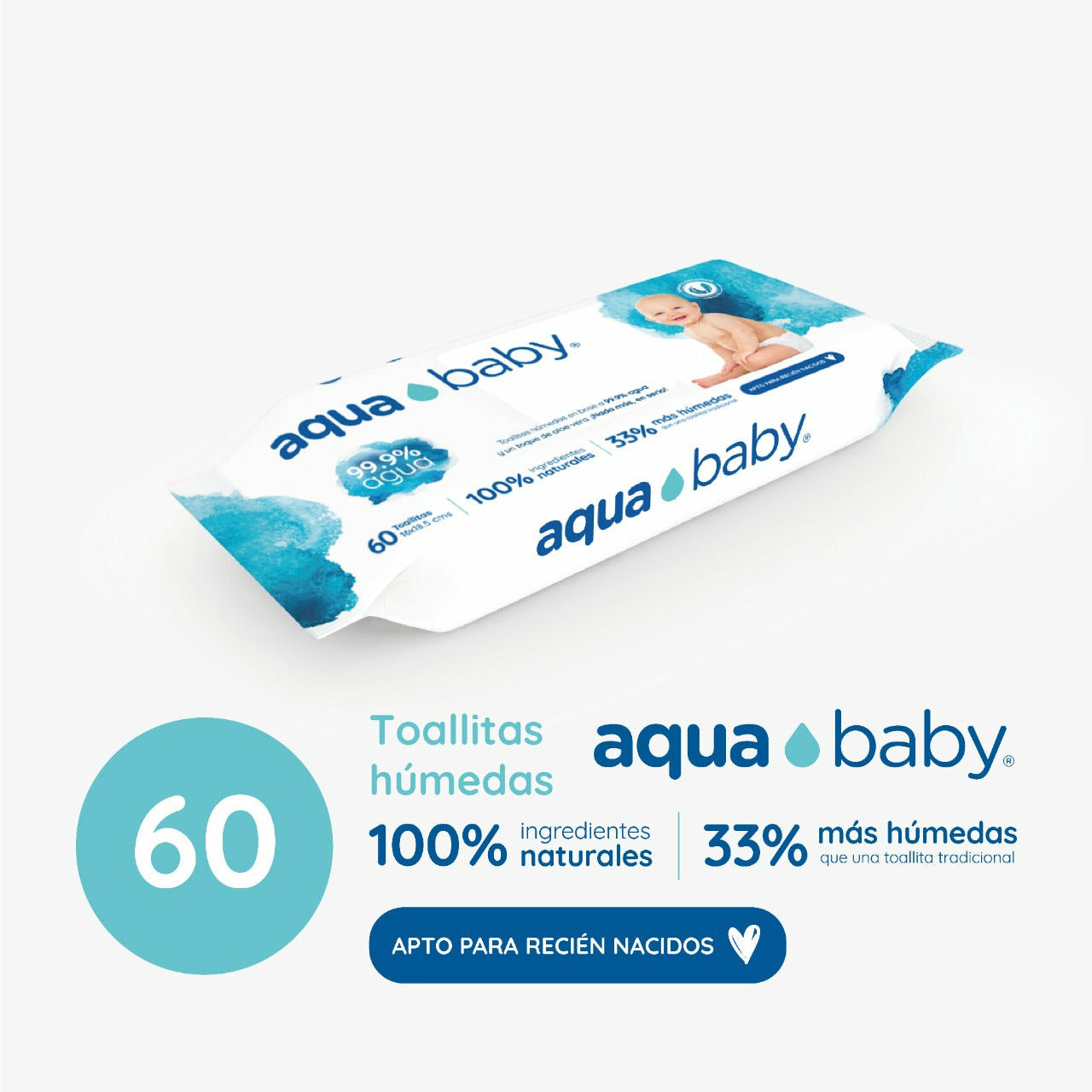 Toallitas Húmedas Aqua Baby - 60 unidades