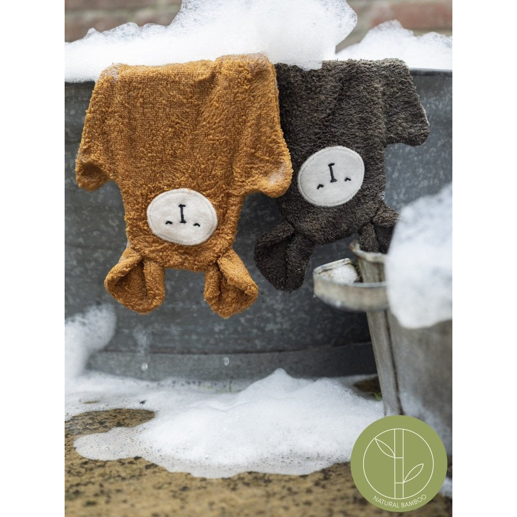 Set 3 Guantes De Baño Washcloth - Bear Olive Mix