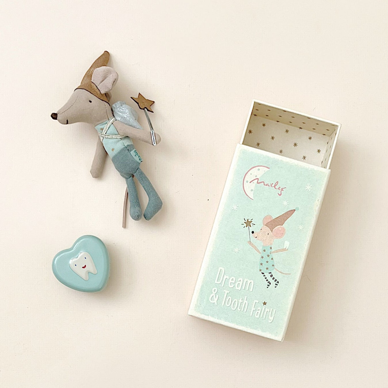 Ratoncito - Tooth Fairy Mouse in a matchbox blue