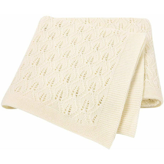 Manta Tejida Hojas - Cream